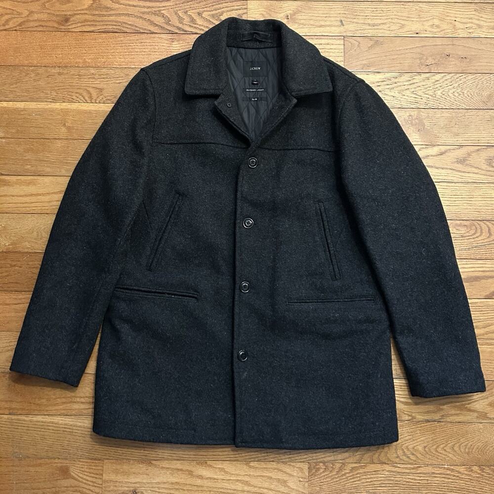 J Crew University Slim Wool Quilted Thinsulate Fill Short Trench Coat Jacket L
